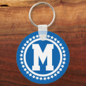 Blue Super Star Mit Monogramm Schlüsselanhänger (Vorderseite)