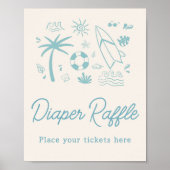 Blue Surf Baby on Board Baby Duschdusche Windelwan Poster (Vorne)