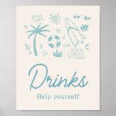 Blue Surf Baby on Board Baby Shower Drinks Poster (Vorne)