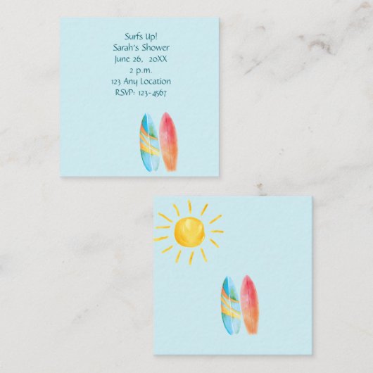 Blue Surf steht auf Begleitkarte (Vorne/Hinten)