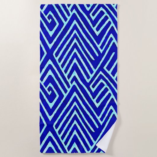 Blue Surf Theme Abstrakt Geometric Strandtuch (Vorderseite)