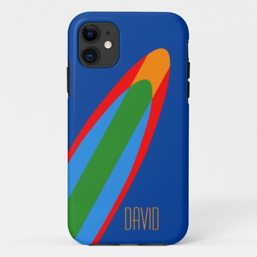Blue Surfboard Design iPhone Surfthema Case-Mate iPhone Hülle (Rückseite)