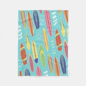 Blue Surfboard Fleece Blanket (Vorderseite)