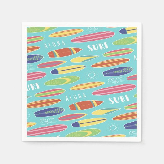 Blue Surfboard Paper Napkin Serviette (Vorderseite)
