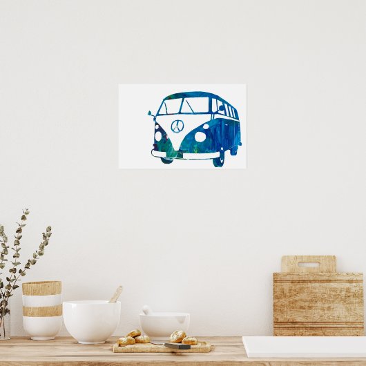Blue Surfbus Poster (Küche)