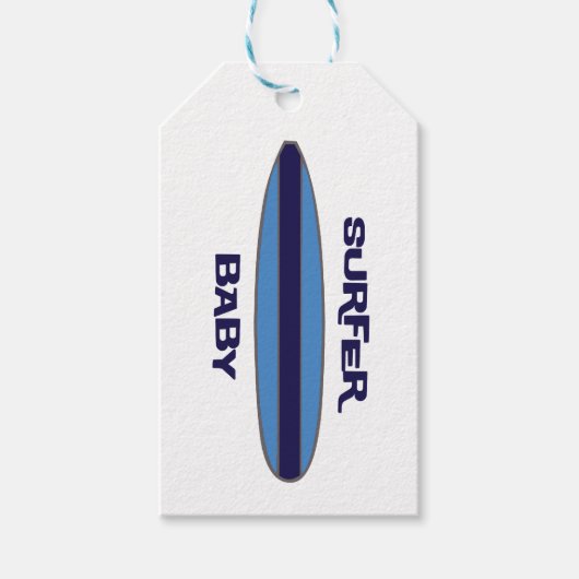 Blue Surfer Baby Geschenkanhänger (Vorderseite)
