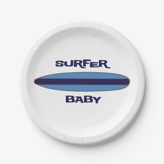 Blue Surfer Baby Pappteller (Vorderseite)