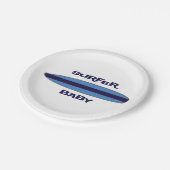 Blue Surfer Baby Pappteller (Schrägansicht)
