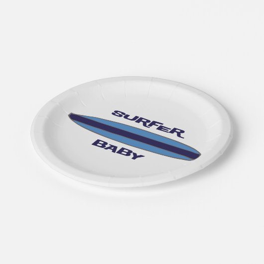 Blue Surfer Baby Pappteller (Schrägansicht)