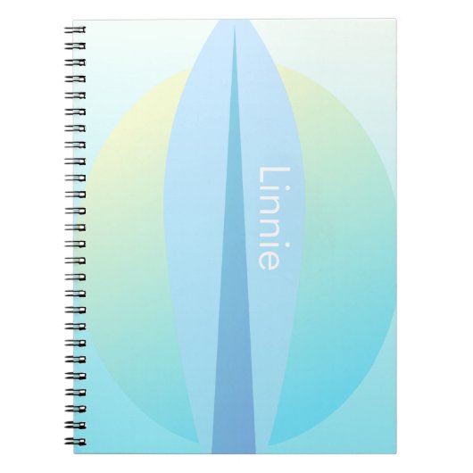 Blue Surfing Ombre Sun Name Notebook Notizblock (Vorderseite)