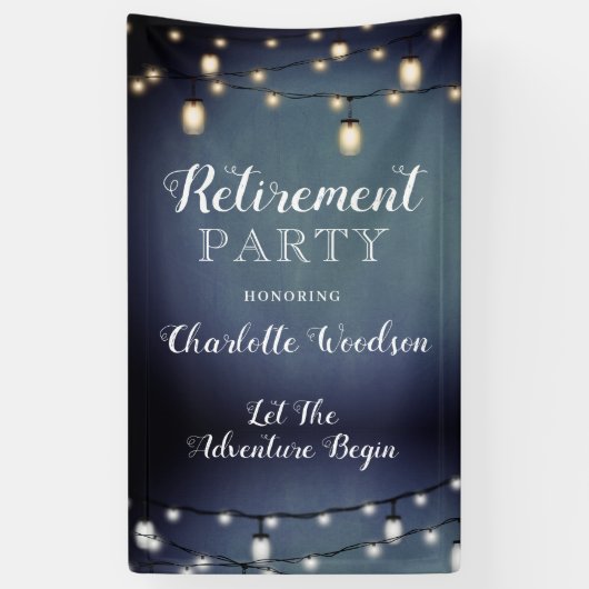 Blue Surprise Retirement Party Banner (Vertikal)