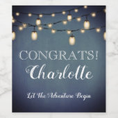 Blue Surprise Retirement Party String Lights Weinetikett (Einzelnes Label)