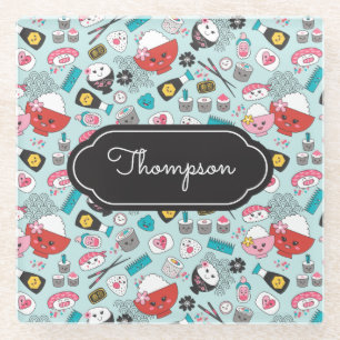 Blue Sushi Kawaii Kitchen Glasuntersetzer