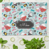 Blue Sushi Personalisiertes Niedliches Muster Geschirrtuch (Gefaltet)