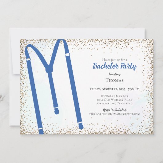 Blue Suspender Bachelor Party Einladung (Vorderseite)