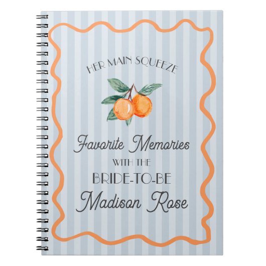 Blue Süsse Hauptpresse Favorite Erinnerungen Braut Notizblock (Vorderseite)