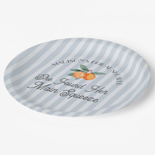 Blue Süsse Main Squeeze Citrus Brautparty Pappteller (Schrägansicht)