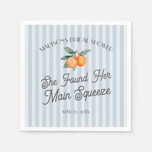 Blue Süsse Main Squeeze Citrus Brautparty Serviette (Vorderseite)