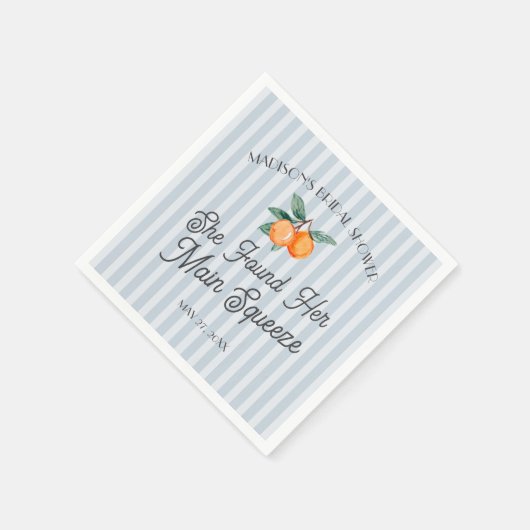 Blue Süsse Main Squeeze Citrus Brautparty Serviette (Ecke)