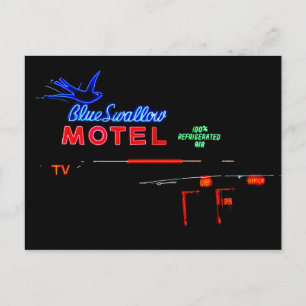 Blue Swallow Motel Schild, Tucumcari, New Mexico Postkarte