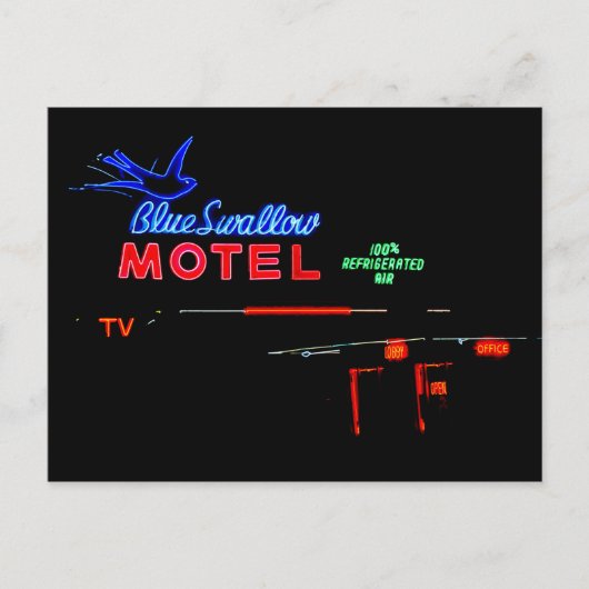 Blue Swallow Motel Sign, Tucumcari, New Mexico Postkarte (Vorderseite)