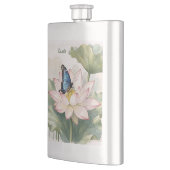 Blue Swallowtail Butterfly With Lotus Flower Name Flachmann (Links)