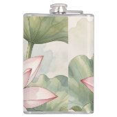 Blue Swallowtail Butterfly With Lotus Flower Name Flachmann (Rückseite)