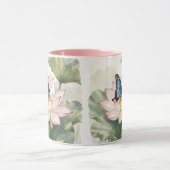 Blue Swallowtail Butterfly With Lotus Flower Name Tasse (Zentrum)