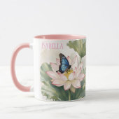Blue Swallowtail Butterfly With Lotus Flower Name Tasse (Links)