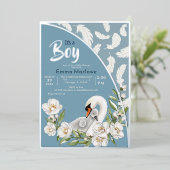 Blue Swan Baby Foil Einladung (Stehend vorne)