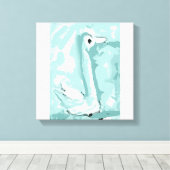 Blue Swan Stretched Canvas Print Leinwanddruck (Insitu (Holzboden))