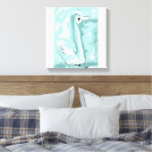 Blue Swan Stretched Canvas Print Leinwanddruck (Insitu (Schlafzimmer))
