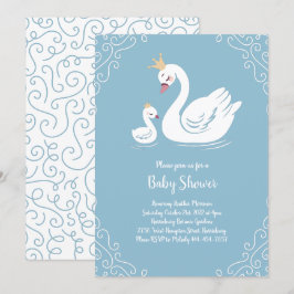Blue Swans Baby Showbird mit Crown Einladung