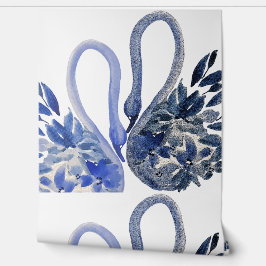 Blue Swans Watercolor Art Tapete