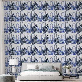 Blue Swans Watercolor Art Tapete