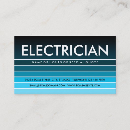 Blue Swatch ELECTRICIAN Visitenkarte (Vorderseite)