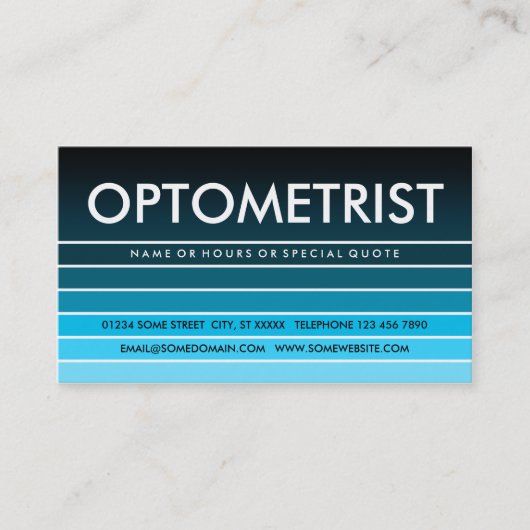 Blue Swatch OPTOMETRIST Visitenkarte (Vorderseite)