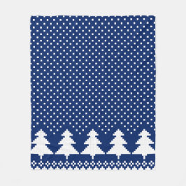 Blue Sweater Tree Strick Print Blanket Fleecedecke
