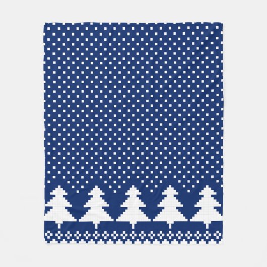Blue Sweater Tree Strick Print Blanket Fleecedecke (Vorderseite)