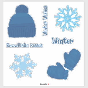 Blue Sweater und Schneeflocken Aufkleber