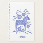 Blue Swedish Dala Horse Individuelle Name Planner Planer (Vorderseite)