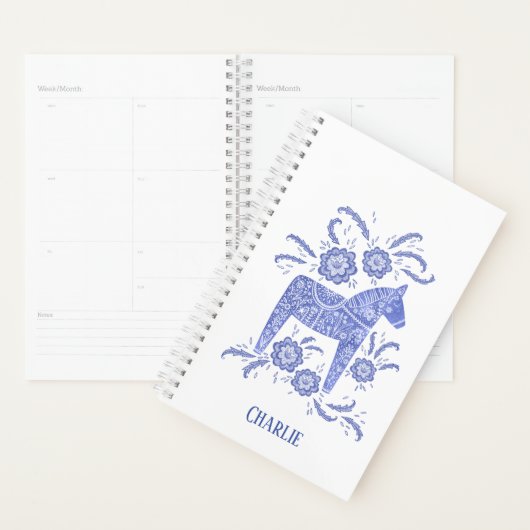 Blue Swedish Dala Horse Individuelle Name Planner Planer (Anzeige)