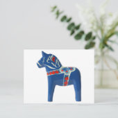 Blue Swedish Dala Horse Postkarte (Stehend Vorderseite)
