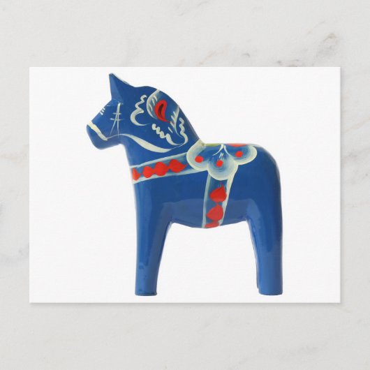 Blue Swedish Dala Horse Postkarte (Vorderseite)