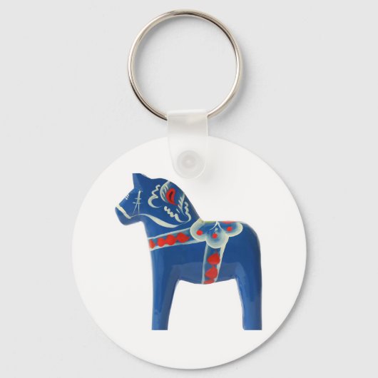 Blue Swedish Dala Horse Schlüsselanhänger (Vorderseite)