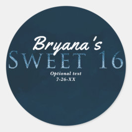 Blue SWEET 16 Chic Elegant Geburtstagsparty Gefall Runder Aufkleber