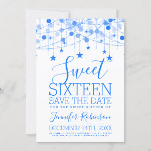 Blue Sweet 16 Funkelnd String Lights Rett Date Save The Date