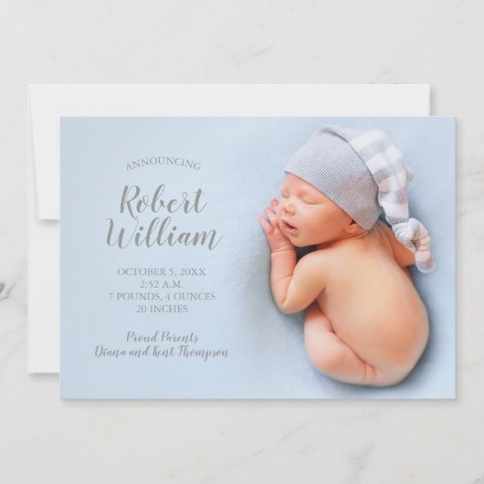 Blue Sweet Baby Foto Geburtshinweise (Vorderseite)