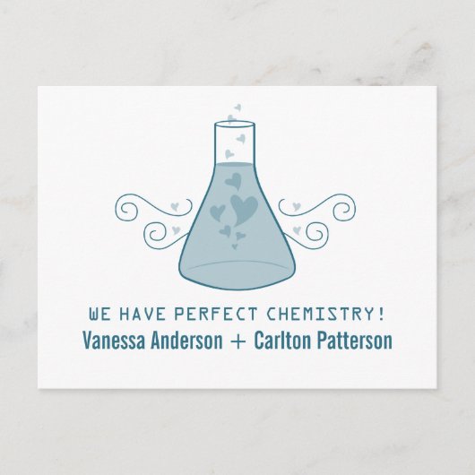 Blue Sweet Chemie Save the Date Postcard Ankündigungspostkarte (Vorderseite)