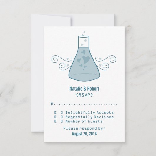 Blue Sweet Chemistry Response Card RSVP Karte (Vorderseite)